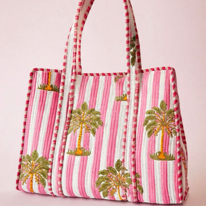Palm Trees Quilted Tote Bag