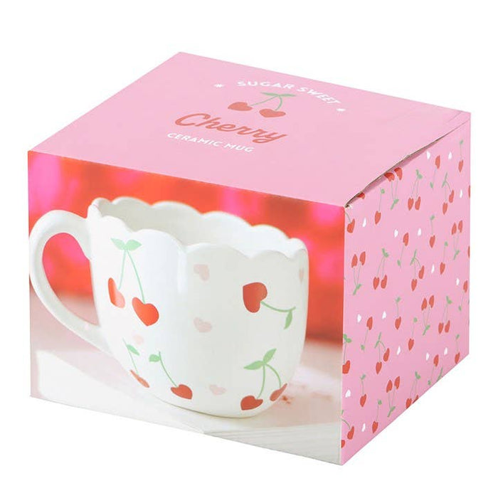 Scalloped Cherry Heart Mug