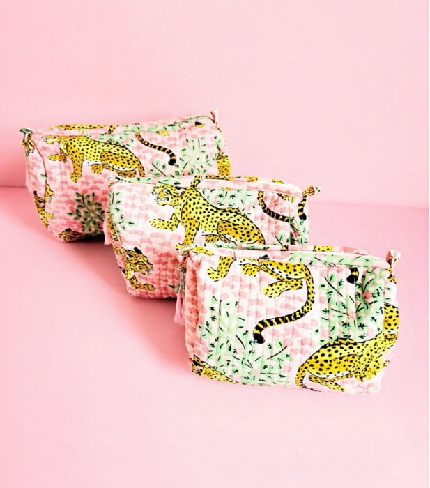 Pastel Pink Quilted Makeup Bag