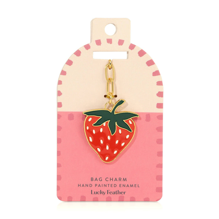 Enamel Bag Charm / keychain - Strawberry