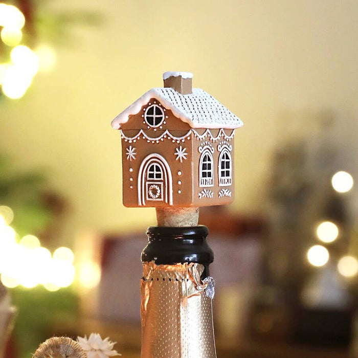 Cork Bottle Stopper Gingerbread House