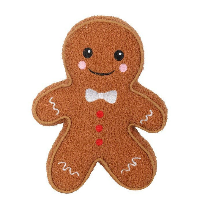 Gingerbread Man Boucle Christmas Cushion