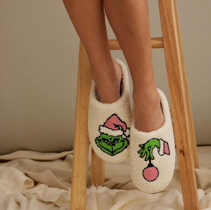 Pantoufles duveteuses Grinch