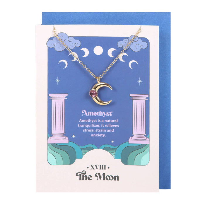 Moon Celestial Amethyst Necklace Greeting Card