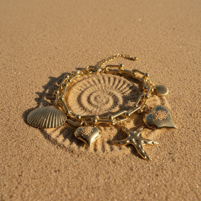 Bracelet en or rempli de coquillages