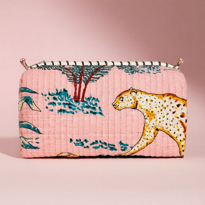 Trousse à maquillage matelassée rose pastel