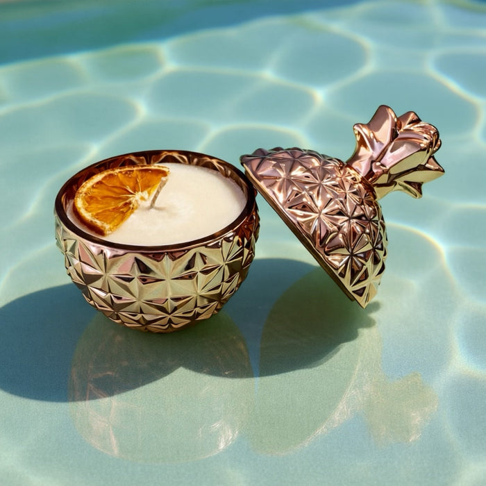 Rose Gold Pineapple Glass Candle - Sea Sat & Orchid