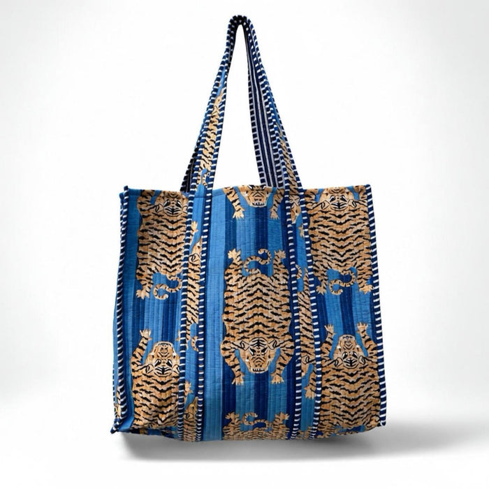 Blue Quilted Tote Bag