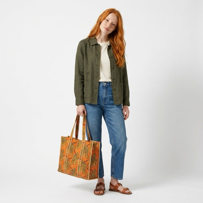 Quilted Tote Bag Safari Orange