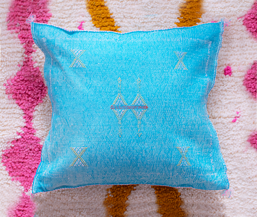 Turquoise Blue -  Cactus Silk Pillow Cover