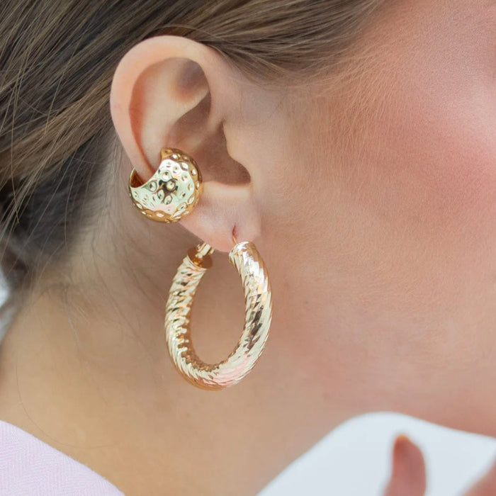 Thick Ear Cuff - Golden Sphere