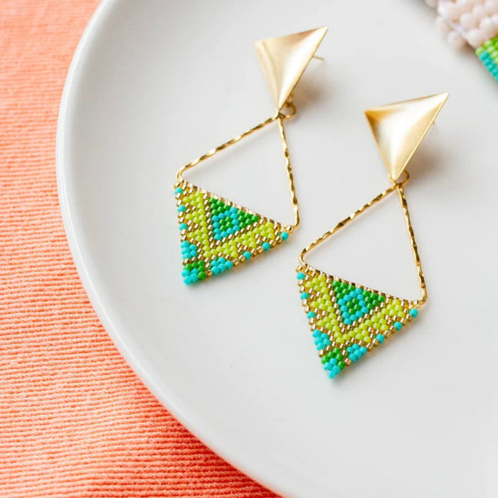 Miyuki Beaded Earrings - Lemon