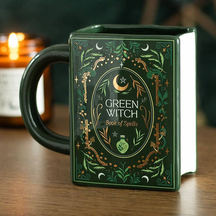 Green Witch Book Shaped Mug