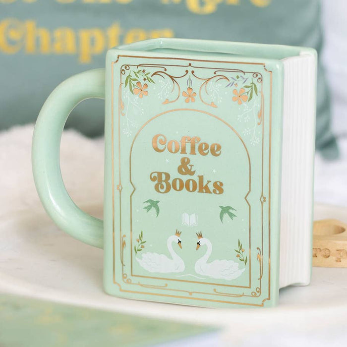 Coffee and Books Green Book Shaped Mug