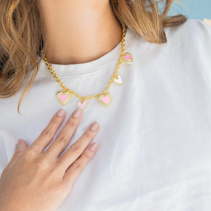 Baby Pink Heart Charms Necklace
