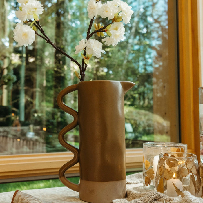 Wavy Pitcher Vase Olive