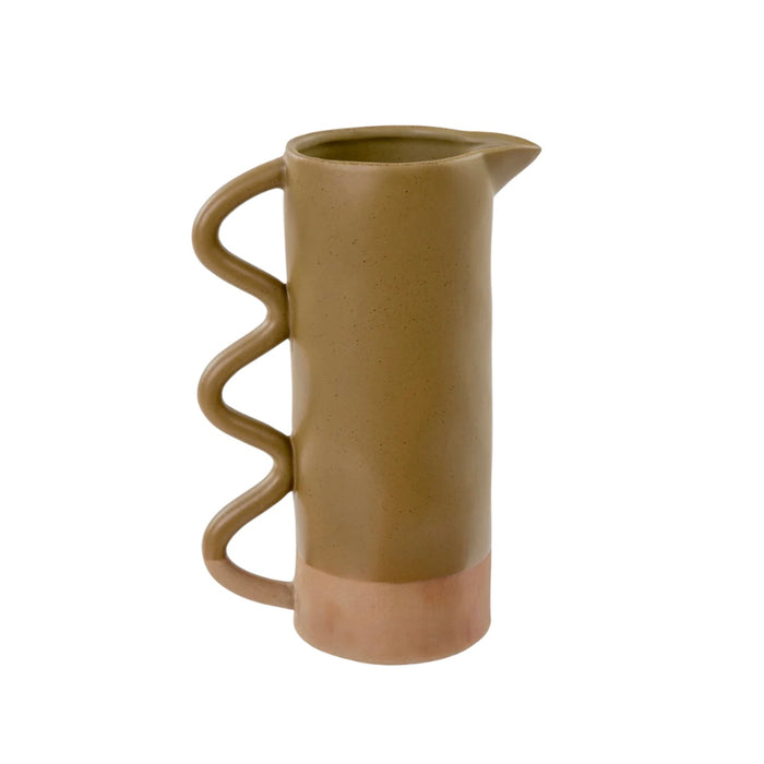 Wavy Pitcher Vase Olive