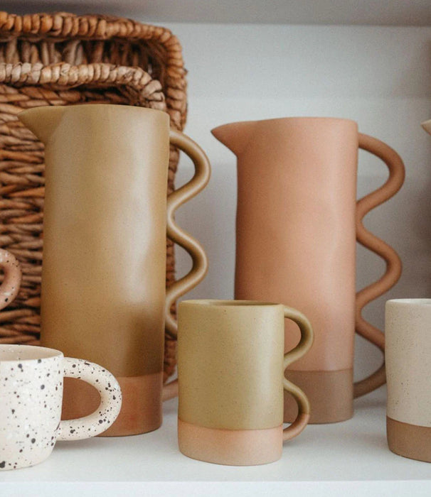 Wavy Pitcher Vase Olive