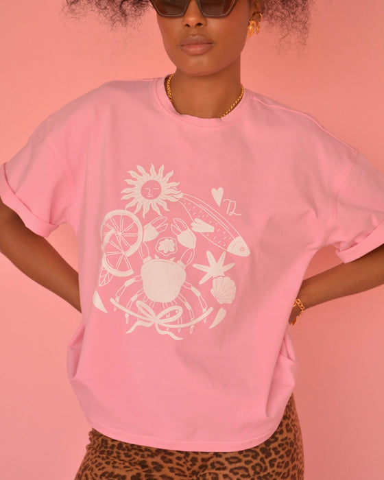 Tropical Vibes  Graphic Tee in Pink