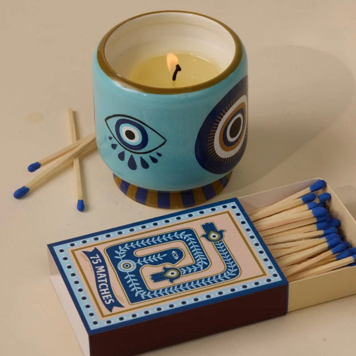 Hand-painted Ceramic Candle "Eye" - Incense & Smoke