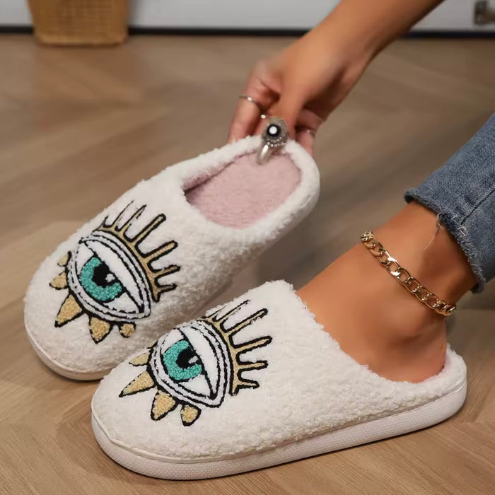 Fuzzy Slippers Evil Eye