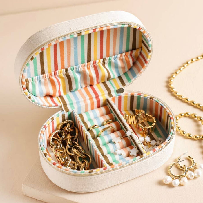 Boîte à bijoux ovale en velours Starry Night couleur turquoise