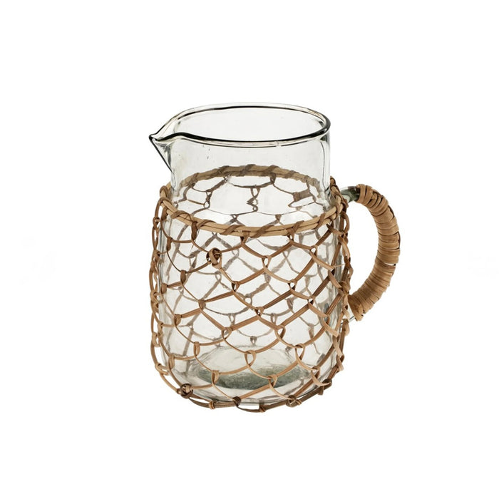 Cane Weave Small Glass Carafe