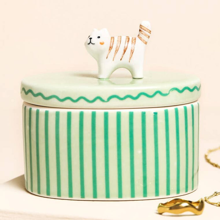 Ceramic Cat Trinket Pot