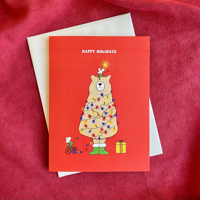 Christmas Card - Bear in Red