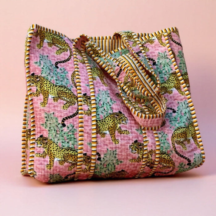 Pink Safari Quilted Tote Bag