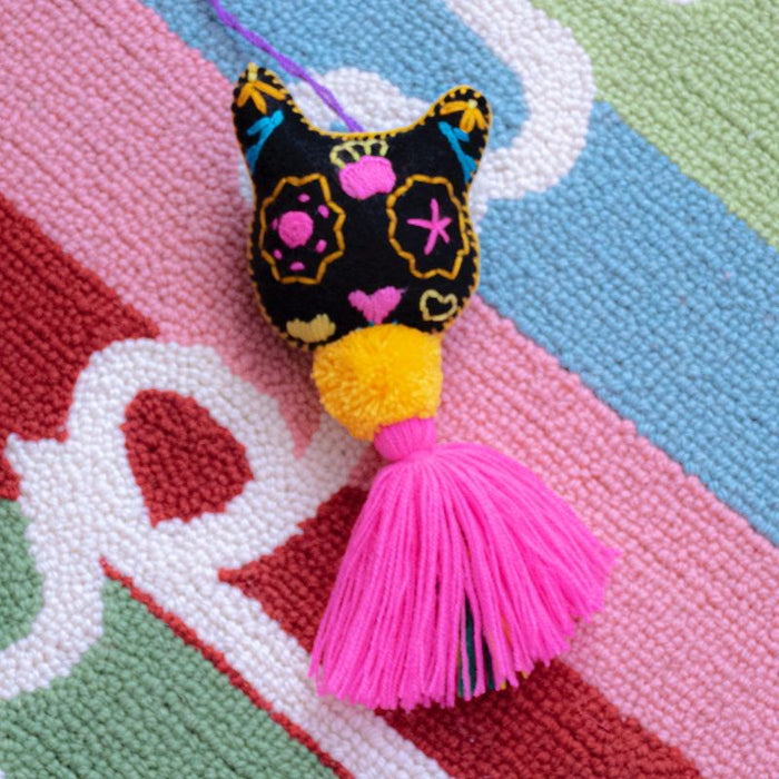 Black Cat Yellow Pompom