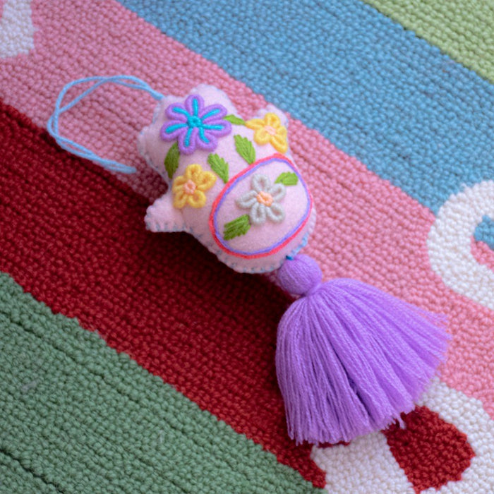 Baby Pink - Flower Hamsa Tassel