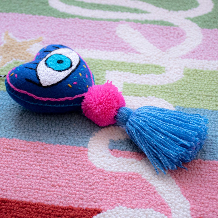 Heart-Shaped Blue Evil Eye Pompom