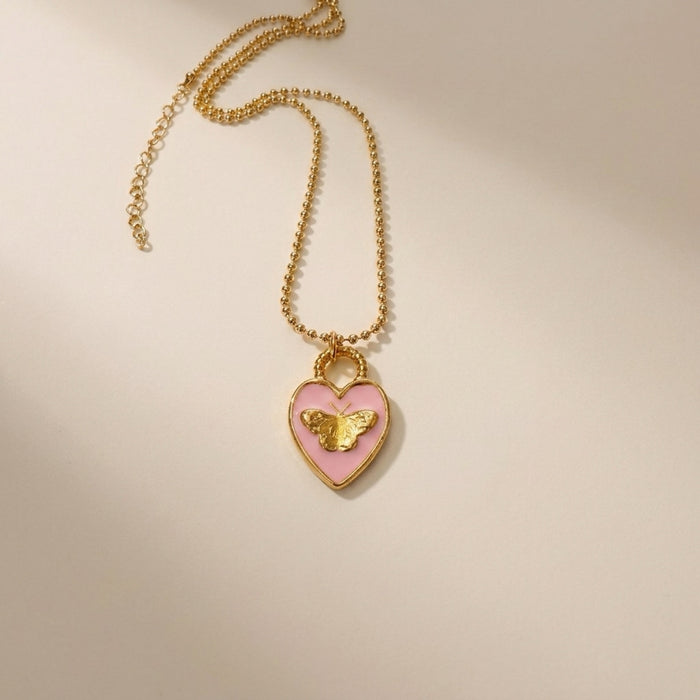 Flower and Heart Layered Necklace