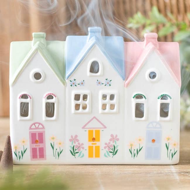 Pastel House Incense Cone Burner and Tealight Holder