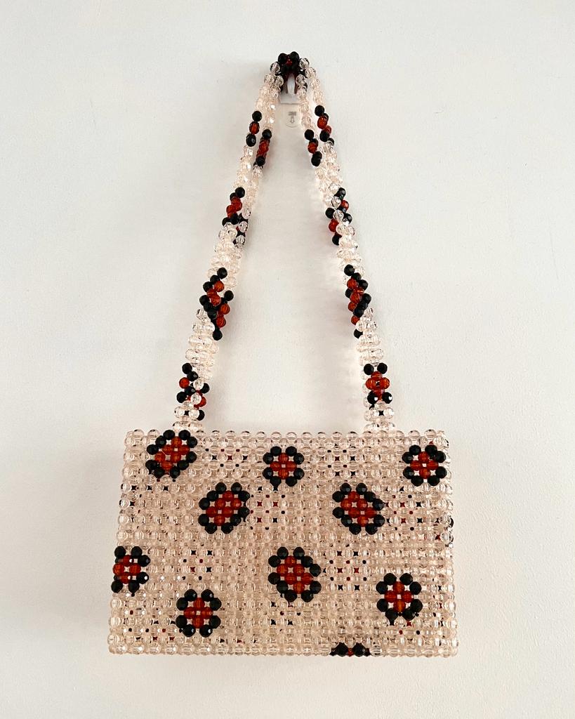 Vintage Seed Bead Bag - Rose pattern | eBay