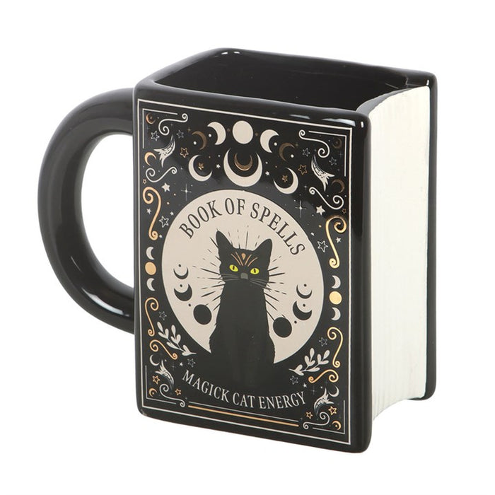Black Cat Magic Book Shaped Mug