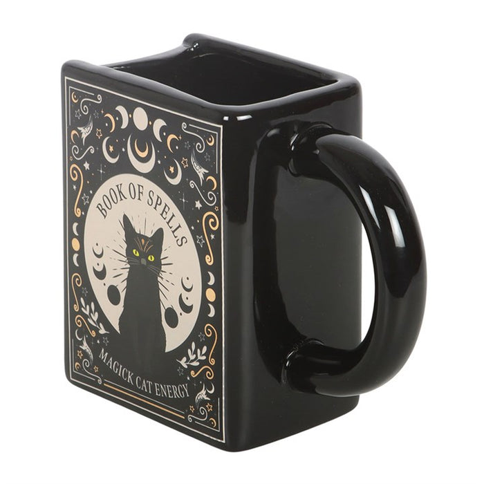 Black Cat Magic Book Shaped Mug