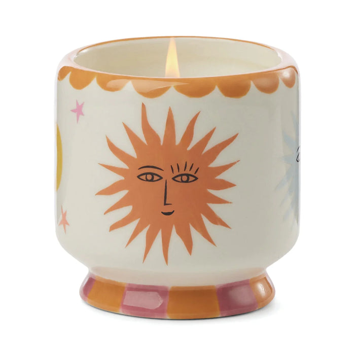 Handpainted Ceramic Candle "Sun" - Orange Blossom