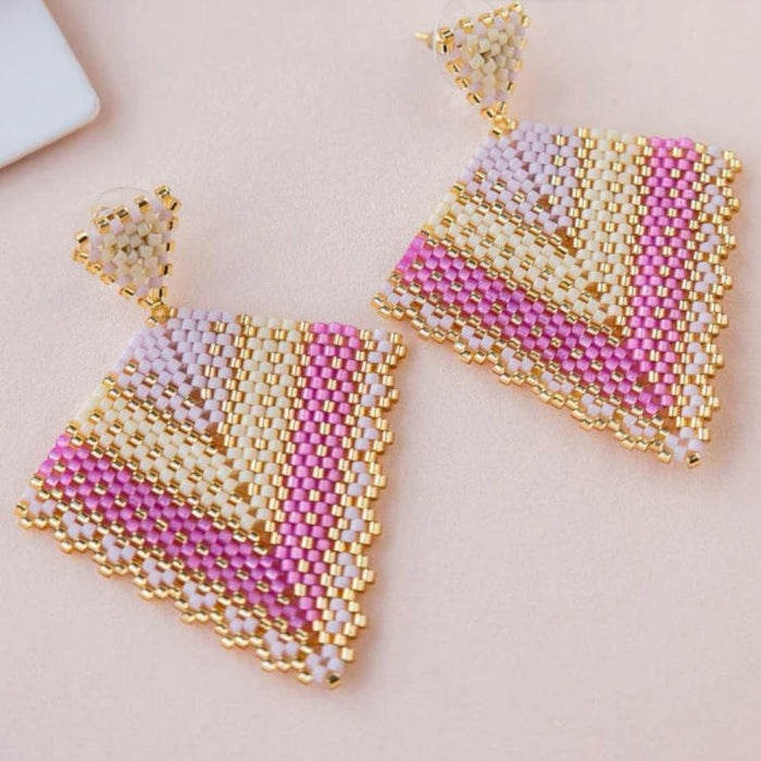 Strawberry Ice-Cream Beaded Earrings
