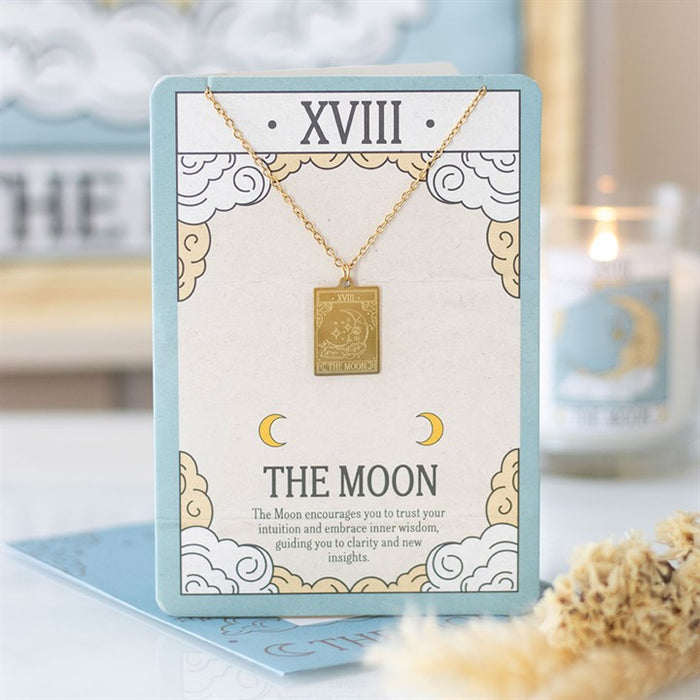 The Moon Vintage Tarot Card Necklace on Greeting Card