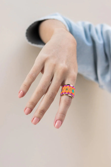 Miyuki Beaded Ring Orange