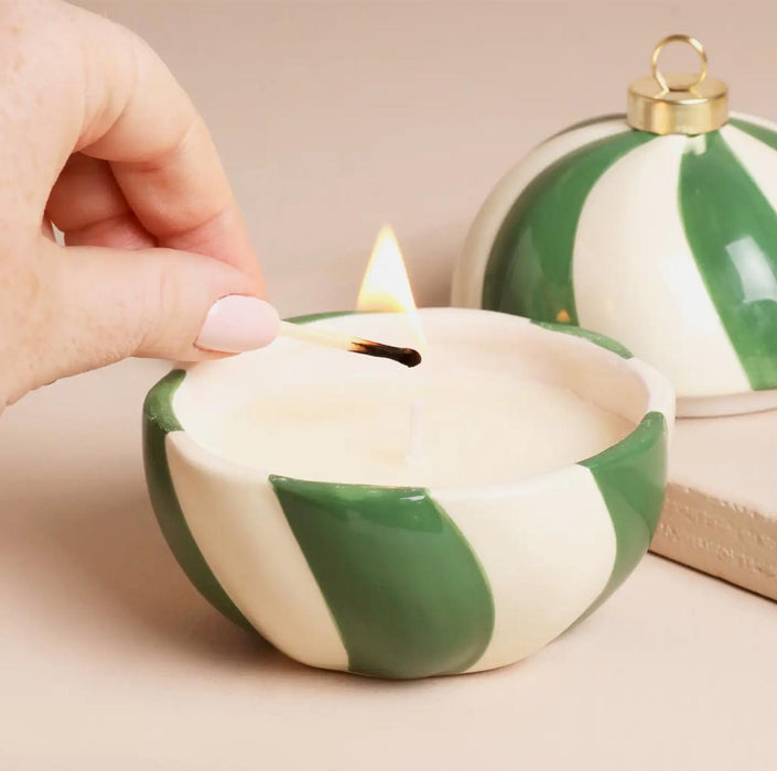 Candy Cane Stripe Cinnamon Bauble Candle