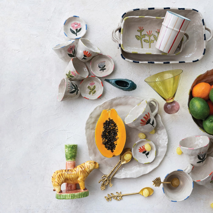 Hand-Painted Stoneware Dish