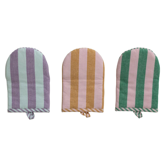 Woven Cotton Striped Oven Mitt