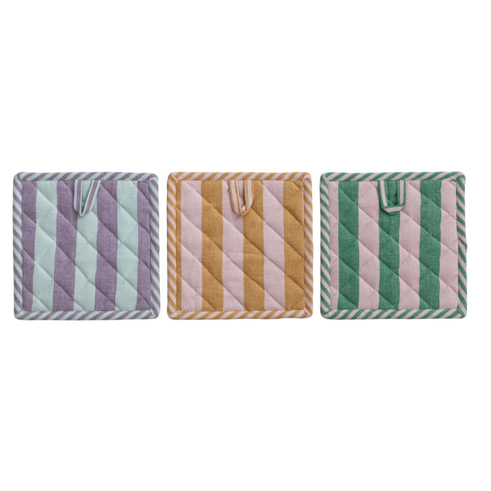 Woven Cotton Striped Pot Holder