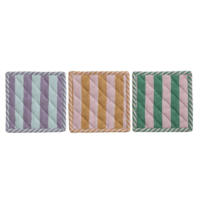 Woven Cotton Striped Pot Holder