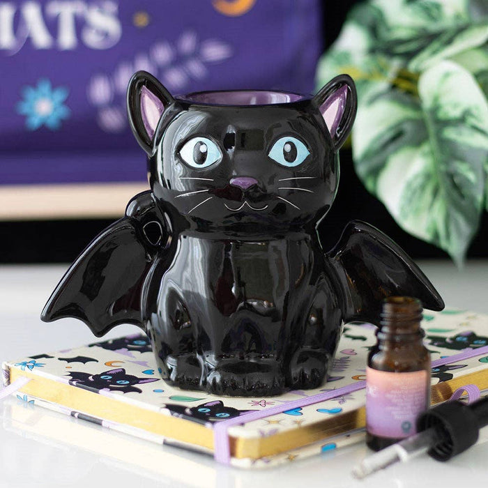 Cute and Spooky Bat Cat Oil Burner and Wax Warmer