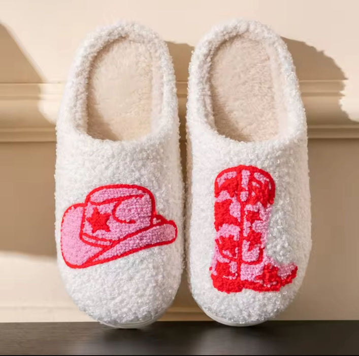 Pantoufles duveteuses de cowgirl