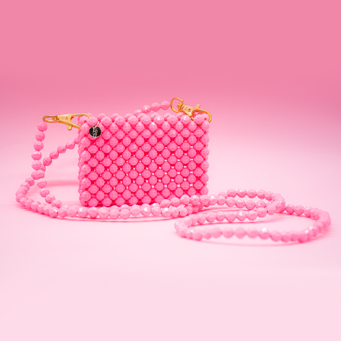 Bubblegum - Beaded Crossbody Card Holder